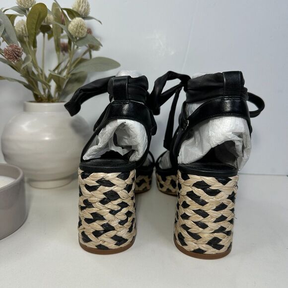 New Vince Camuto Roreka Platform Raffia Heel Sandals Black Women's 6 NWOB - Picture 4 of 10
